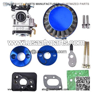 15mm Carburetor Upgrade Kit Air Filter Set Compatible with 2 Stroke 43cc 47cc 49cc Standup Gas Scooter ATV Quad Pocket Bike XG-550 BladeZ Moby X Blue
