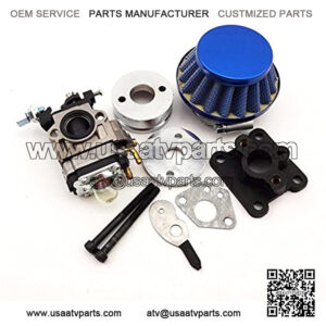 Blue 15mm Racing Carburetor Kit Carb Air Filter Stack For 47cc 49cc 2 Stroke Mini ATV Quad Dirt Pocket Bike