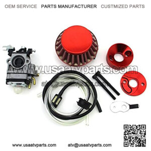 Red Racing 15mm Carburetor + Air Filter + Adapter Vstack + Fuel Hose For 23 33 43cc Big Foot Goped Blade Scooter 47c 49cc Pocket Bike Mini Dirt ATV