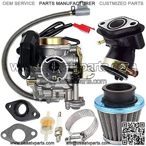 139QMB Carburetor for GY6 50CC 49CC 4 Stroke Scooter Taotao Engine 18mm Carb + Intake Manifold Air Filter - 50cc Carb, 50 CC Scooter Carburetor, 49cc Moped Parts 50cc Scooter Carburetor by Auto parts