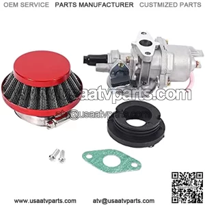 Carburetor Carb Carby + Red Filter + Stack for 2 Stroke 47Cc 49Cc Engine Parts Mini Kids ATV Quad Dirt Pocket Bike Minimoto