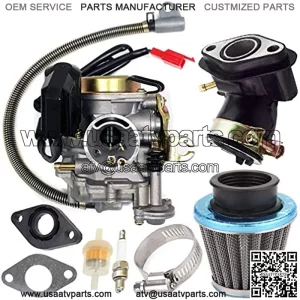 139QMB Carburetor for GY6 50CC 49CC 4 Stroke Scooter Engine 18mm carb+ Intake Manifold Air Filter - 50cc Carb,50 cc Scooter Carburetor,49cc Moped Parts 50CC by TOPEMAI