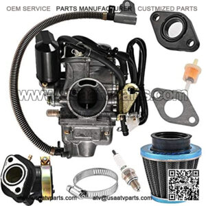 GY6 125cc/150cc Carburetor for 4 Stroke Engines Electric Choke Scooter ATV Go Kart 152QMI 157QMJ with Air Filter Intake Manifold - PD24J 24mm Carb