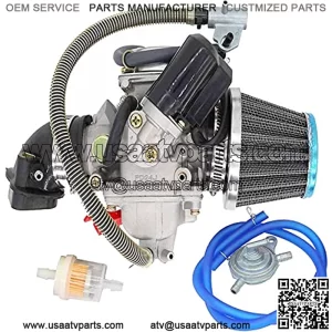 150cc GY6 Carburetor with Air Filter Intake Manifold Replacement for GY6 4 Stroke Engines Electric Choke Motorcycle Scooter 152QMJ 157QMI (with Vacuum Fuel Pump ,Hose Tube Line)