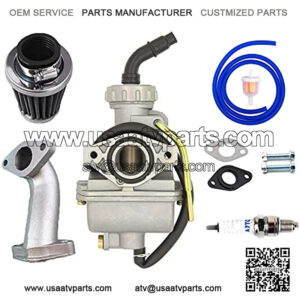 PZ20 20mm Carburetor for Kazuma Baja 50cc 70cc 90cc 110cc 125cc 110B NST Quad 4 stroke ATV 4 wheeler Go kart Dirt Bike Honda CRF50F XL75 CRF80F XR50R with Air Fuel Filter