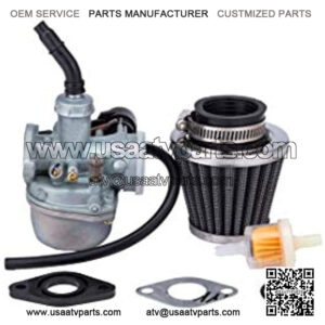 19mm Hand Choke pz19 Carburetor for 50cc 70cc 80cc 90cc 110cc 125cc ATV Dirt Pit Bike Honda CRF with 35MM Air Filter Fuel Filter Clamp Ring Adjusting Shims and Rubber Ring