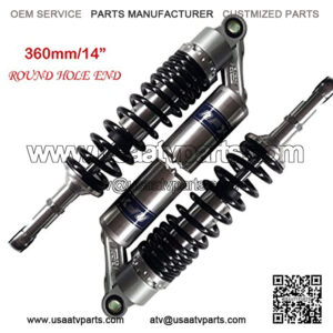 Motorcycle Air Shock Absorbers Universal Fit for Honda Suzuki Kawasaki ATV Go Kart Quad Dirt Sport Bikes 360mm 14" Black and Silver