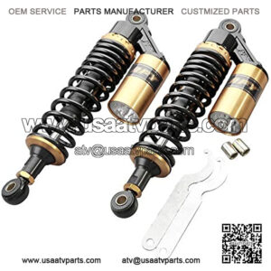 2 Pcs 320mm Motorcycle Adjustable Air Shock Absorber For Honda Suzuki Kawasaki Dirt Bike Go Kart ATV Dual Sport Street Bike, Black & Gold