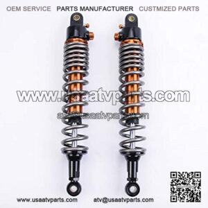 1 Pair Shock Absorbers 400mm 15.7 inches Round Ends Motorcycle Replacement Universal for Scooter Atv Quad Dirt Sport Bike Go Kart Suzuki Kawasaki Ducati Grey