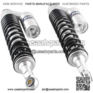 15inch 400mm Pair Motorcycle Shock Absorbers Rear Suspension Universal for Honda Suzuki Kawasaki ATV Go Kart Quad Dirt Sport Bikes Black Silver(A pair)