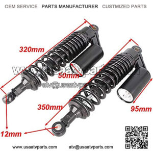 Soosee One Pair 320mm Universal Motorcycle Air Shock Absorbers Fit For ATV Go Kart Quad Dirt Sport Bikes (black)
