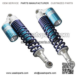 Pair Adjustable 340mm Motorcycle Air Shock Absorbers Rear Nitrogen Suspension Universal Fit ATV Go Kart Quad Dirt Sport Bikes (Blue)