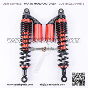 Air Gas Shock Absorbers 380mm 15 inches Round Ends Motorcycle Replacement Universal for Suzuki Kawasaki Ducati Scooter Atv Quad Dirt Sport Bike Go Kart Red Black