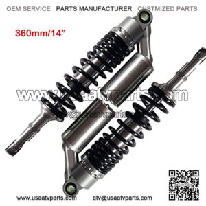 Motorcycle Air Shock Absorbers Universal Fit for Honda Suzuki Yamaha Kawasaki ATV Go Kart Quad Dirt Sport Bikes 360mm 14" Black and Silver