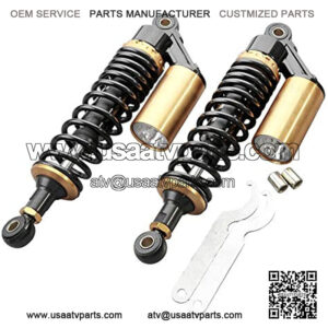 2 Pcs 320mm Motorcycle Adjustable Air Shock Absorber For Honda Suzuki Kawasaki Yamaha Dirt Bike Go Kart ATV Dual Sport Street Bike, Black & Gold