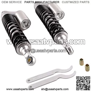 Universal 400mm Pair Motorcycle Air Rear Shock Absorber for Honda Kawasaki Suzuki Yamaha Go Kart Scooters Sport Street Bike Silver Black