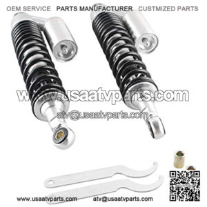 15inch 400mm Pair Motorcycle Shock Absorbers Rear Suspension Universal for Honda Suzuki Yamaha Kawasaki ATV Go Kart Quad Dirt Sport Bikes Black Silver(A pair)