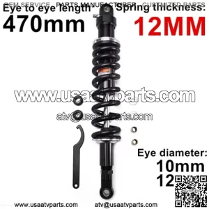 470mm 18.5 inch 12mm Spring Universal Motorbike Air Shock Absorber Rear Suspension ATV Quad Scooter Dirt Bike For CBR600 CBR400 CB500 YZF XC EXC