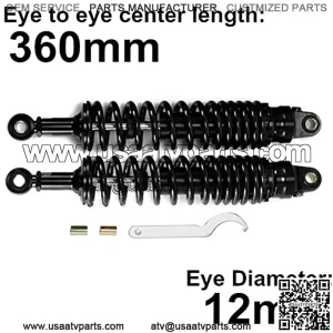 360mm 14.17 inch 8mm Spring Universal Motorbike Air Shock Absorber Rear Suspension ATV Quad Scooter Dirt Bike For YZF-R1 YZF-R6 YZF-125 XC EXC XCF