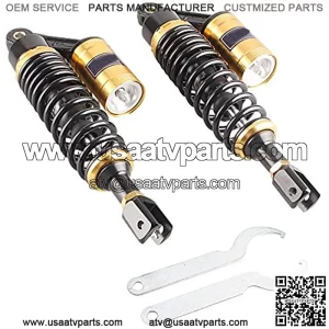 320mm 2Pcs Rear Motorcycle Shock Absorbers Suspension Eye to Clevis Universal for Kawasaki Honda Yamaha Suzuki Black & Gold,+