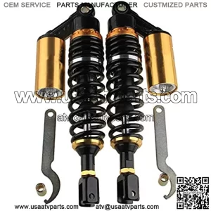 Templehorse 280mm 11" Pair Air Shock Absorbers Clevis Fit Scooter Moped Rear Suspension (BlackGold, 280MM)