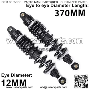 Motorcycle Shock Absorber 2pcs 370mm Black Design Universals Motorcycle Scooter Motor Bike ATV Quad Rear Shock Absorber Rear Suspension Bumper D30 Motorcycle Shock Absorber