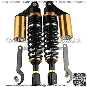 280mm 11" Pair Air Shock Absorbers Clevis Fit Scooter Moped Rear Suspension (BlackGold)