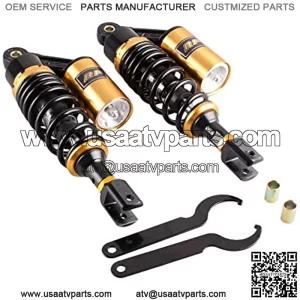11inch 280mm Pair Motorcycle Shock Absorber Eye to Clevis Rear Suspension Universal For Honda Suzuki Yamaha Kawasaki ATV Go Kart Quad Dirt Sport Bikes Black & Gold (A pair)