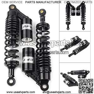 2 Pcs 320mm Black Motorbike Air Shocks ATV Shock Absorber Suspension Universal For Honda, For Suzuki, For Kawasaki, Chinese ATV UTV Go Kart Quad Dirt Bikes