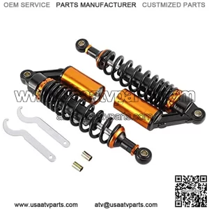 Pair 320mm Universal Motorcycle Rear Air Shock Absorbers for ATV Go Kart Quad Dirt Sport Bikes (black&gold)