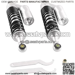 320mm A Pair Motorcycle Air Shock Absorbers Universal Fit For Suzuki Yamaha Kawasaki ATV Go Kart Quad Dirt Sport Bikes (Silver Black)