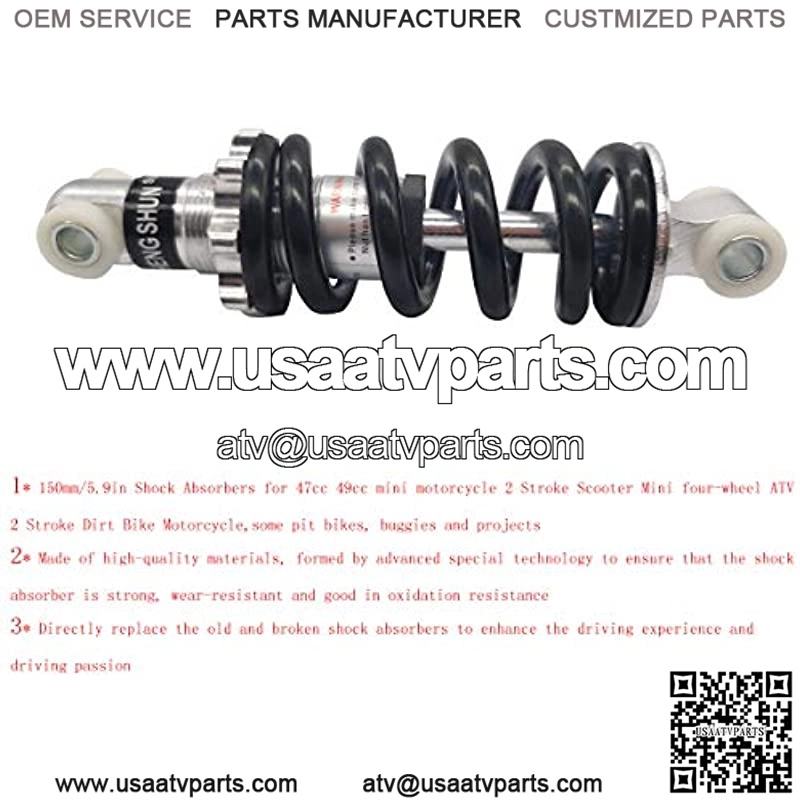 150mm/190mm Shock Absorbers for 47cc 49cc Mini Motorcycle 2 Stroke Scooter Mini Four-Wheel ATV 2 Stroke Dirt Bike Motorcycle (150mm) - Image 2