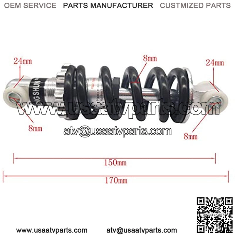 150mm/190mm Shock Absorbers for 47cc 49cc Mini Motorcycle 2 Stroke Scooter Mini Four-Wheel ATV 2 Stroke Dirt Bike Motorcycle (150mm) - Image 3