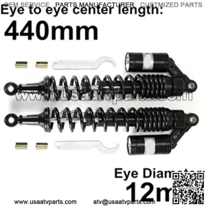 440mm 17.3 inch 8mm Spring Universal Motorcycle Air Shock Absorber Rear Suspension ATV Quad Scooter Dirt Bike For YZF-R1 YZF-R6 YZF-125 XC EXC XCF Black