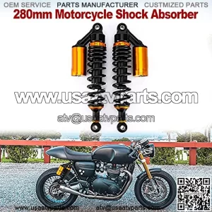 11inch 280mm Universal Motorcycle Shock Absorber Rear Suspension, Adjustable Air Reservoir, Load 330 lbs/150Kg, Fit For Honda Suzuki Yamaha Kawasaki ATV Go Kart Quad Dirt Sport Bikes