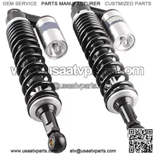 15 3/4" 400mm Air Shock Absorbers Universal Compatible with Suzuki Quad ATV Yamaha YFZ 450 Banshee Black Silver, Rear Suspension