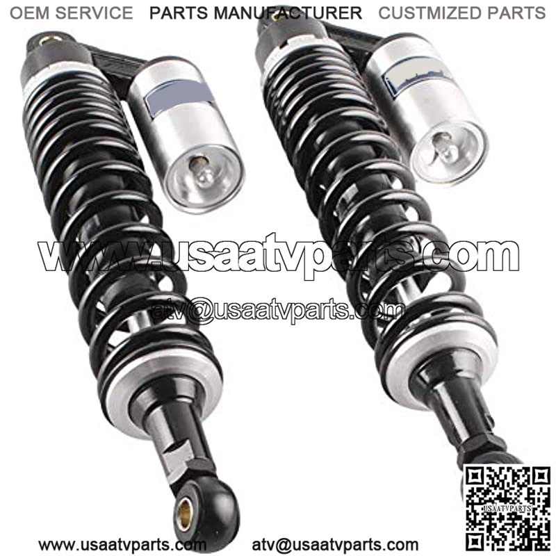 15 3/4" 400mm Air Shock Absorbers Universal Compatible with Suzuki Quad ATV Yamaha YFZ 450 Banshee Black Silver, Rear Suspension