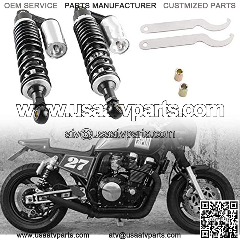 15 3/4" 400mm Air Shock Absorbers Universal Compatible with Suzuki Quad ATV Yamaha YFZ 450 Banshee Black Silver, Rear Suspension - Image 2