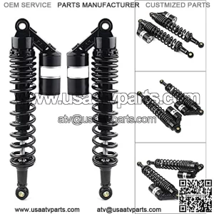 2 Pcs Motorcycle 400mm 15.75" Black Air Shocks ATV Shock Absorber UTV Shocks Rear Suspension For Honda, For Suzuki, For Yamaha, For