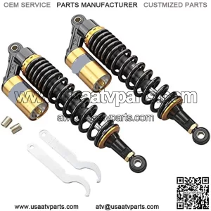 Pair 400mm Motorcycle ATV Shock Absorber Universal For Honda Suzuki Yamaha ATV Kart Quad Off-Road Sports Bike Black And Gold