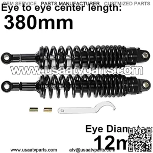 380mm 14.96 inch 8mm Spring Universal Motorbike Air Shock Absorber Rear Suspension ATV Quad Scooter Dirt Bike For YZF-R1 YZF-R6 YZF-125 XC EXC XCF