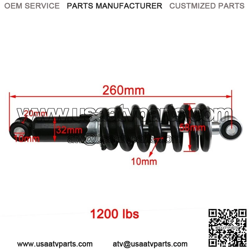 260mm 10" Rear Shock Absorber Motocross Dirt Pit Bike Trail ATV Apollo SSR Baja - Image 2