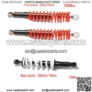 Pair 350mm 14" Front + 300mm 12" Rear Shock Absorber Go Kart ATV Buggy Taotao