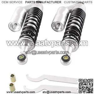 2pcs Adjustable 340mm Motorbike Air Shock Absorbers Universal Fit for Honda Suzuki Yamaha Kawasaki ATV Go Kart Quad Dirt Sport Bikes (SilverBlack, 340MM)