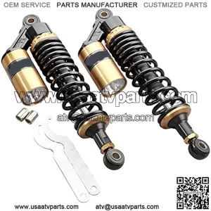 Geminimarts 2 Pcs 320mm Motorcycle Adjustable Air Shock Absorber For Honda Suzuki Kawasaki Yamaha Dirt Bike Go Kart ATV Dual Sport Street Bike, Black & Gold