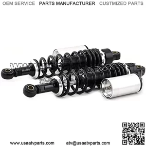 Pair 340mm Universal Motorcycle Rear Air Shock Absorbers for all ATV Go Kart Quad Dirt Sport Bikes black&silver)