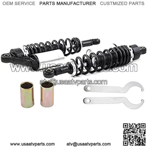 Pair 340mm Universal Motorcycle Rear Air Shock Absorbers for all ATV Go Kart Quad Dirt Sport Bikes-black&silver, N.A