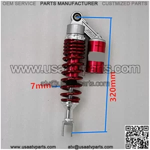 Falling Protection Universal 320mm Motorcycle Nitrogen Fork Clevis Shock Absorber Rear Suspension Fit for Yamaha Motor Scooter ATV Quad BWS X-MAX (Color : 7mm red Silver)