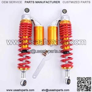 Air Gas Shock Absorbers 370mm 14.6 inches Round Ends Motorcycle Replacement Universal for Suzuki Kawasaki Yamaha Scooter Atv Quad Dirt Sport Bike Go Kart Red Golden
