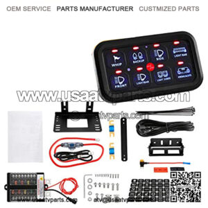 8 Gang Switch Panel Automatic Dimmable LED On-Off Car Switch Panel Electronic Relay System LED Car Touch Switch Box Universal for Truck ATV UTV Boat Marine SUV Car - Blue Backlit